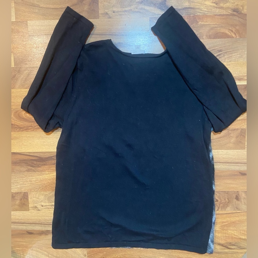 J. JILL Women’s Black and Gray Argyle Plaid Wool Cotton Blend Sweater Size Large - Picture 4 of 4